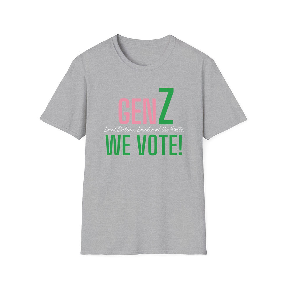 Thumbnail: Gen Z Loud Online. Louder at the Polls. We VOTE!  (Greek-Inspired)