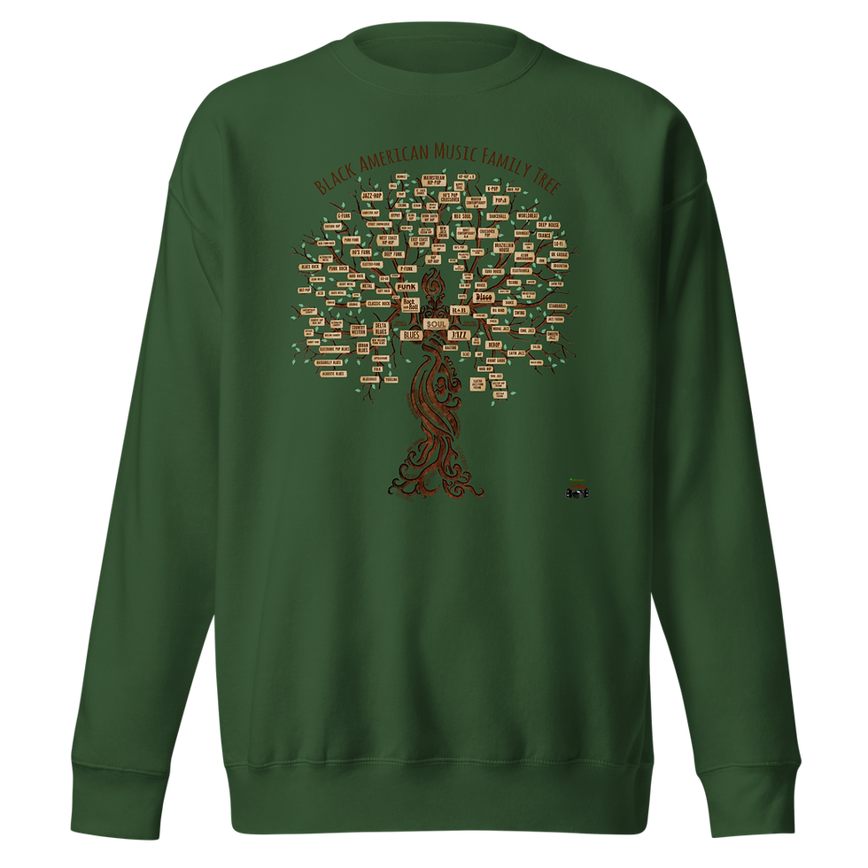 Thumbnail: Black American Music Family Tree Unisex Premium Sweatshirt