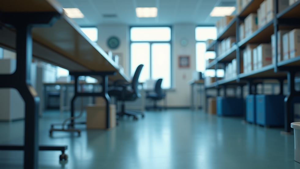 Eye-level view of a research lab with equipment and books