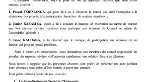 Compte rendu de l'assemblée générale tenue le Samedi 25.09.2021 #LTGE #entrepreneuriat #sarl #drcong