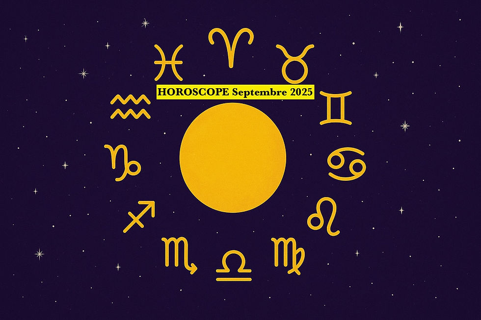 Illustration astrologique de lâhoroscope septembre 2025 avec les signes du zodiaque et un ciel Ă©toilĂ© mystique