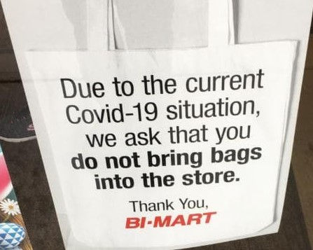 No reusable bags sign