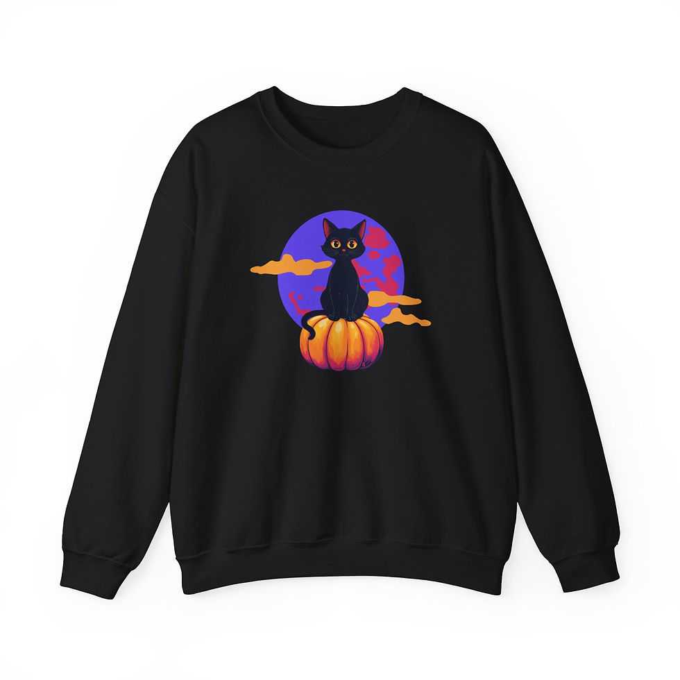TINY KITTEN ON PUMPKIN SWEATSHIRT