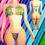 Thumbnail: Rainbow jungle double tie thong set