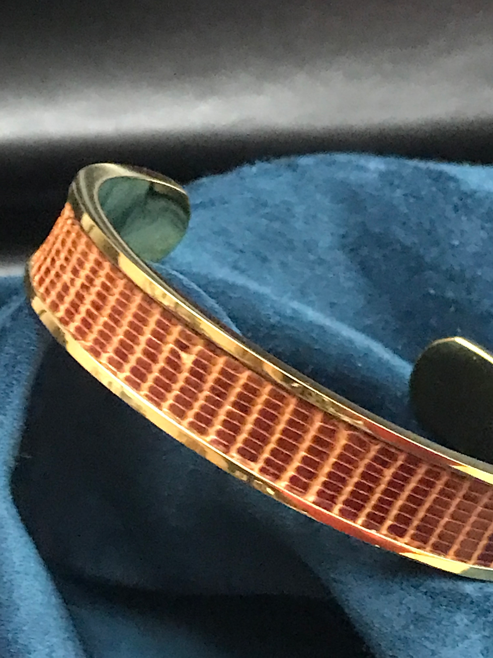 Miniature : Bracelet manchette cuir exotique