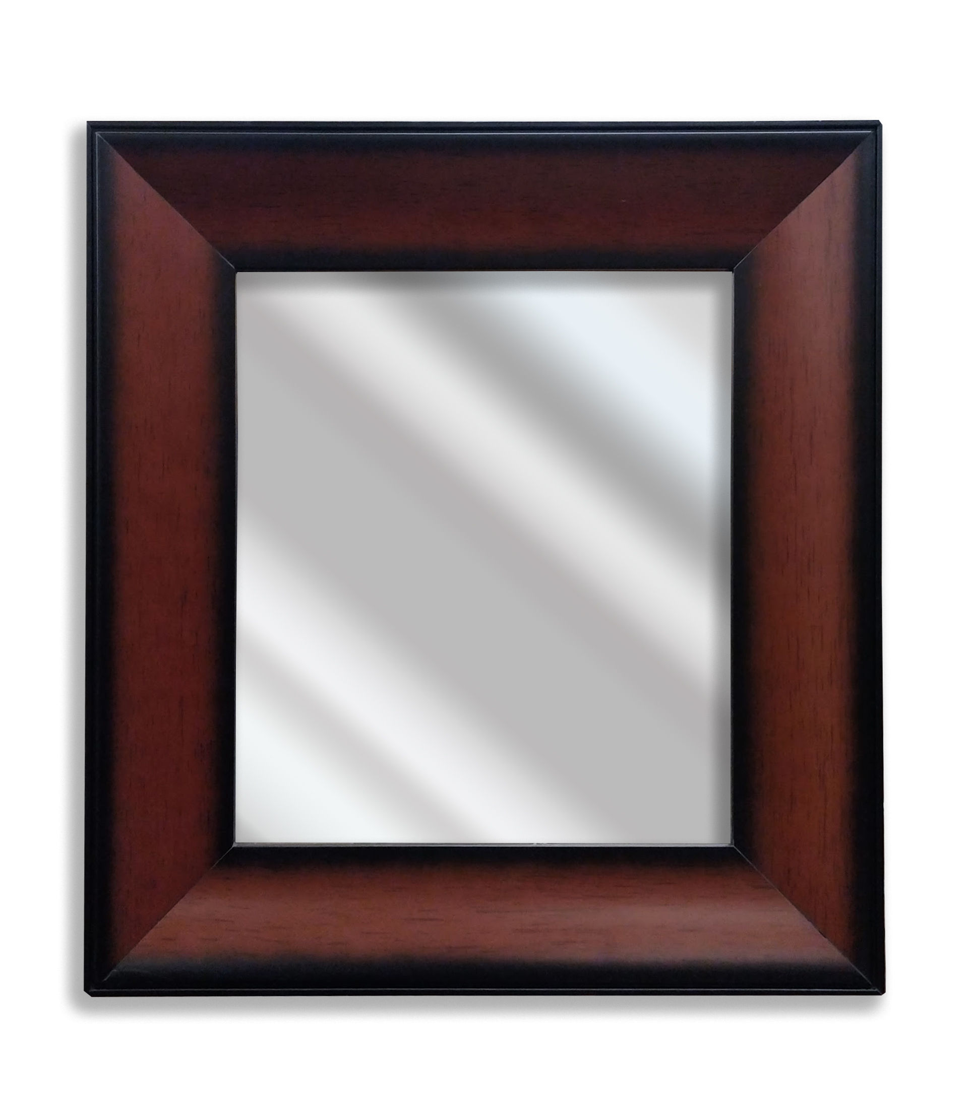 1270  Espejo con moldura en terminado Cafe con orilla en color Negro-44.5 x 49.5