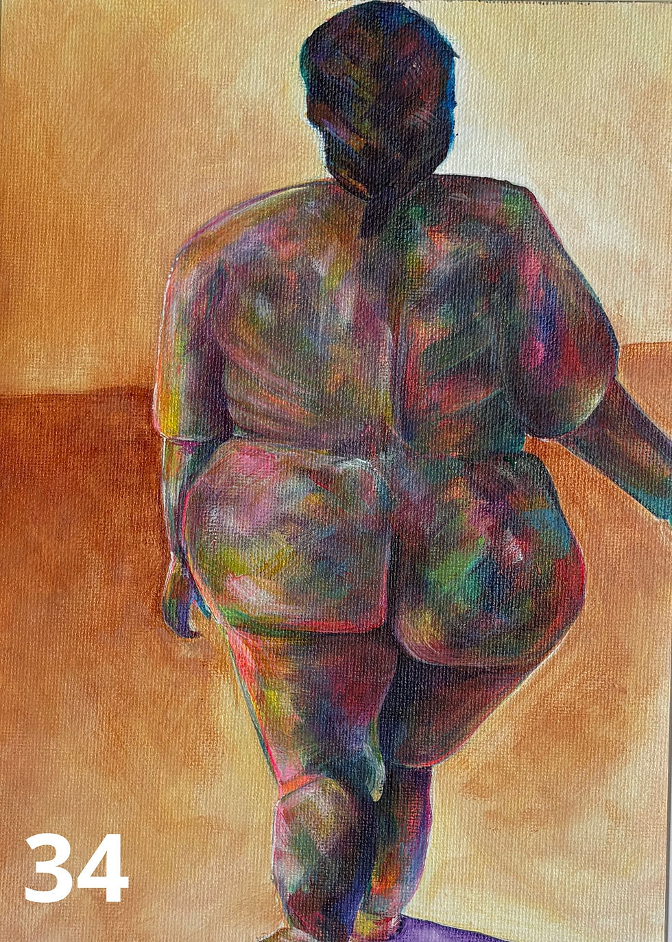 Thumbnail: Original Body Beautiful Artwork no. 34, colorful figure.