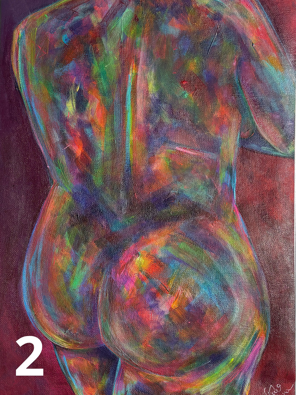 Thumbnail: Colorful abstract painting of a human figure from behind.