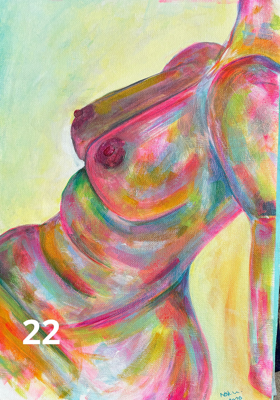 Thumbnail: Original Body Beautiful Artwork numbered 22 showing colorful torso