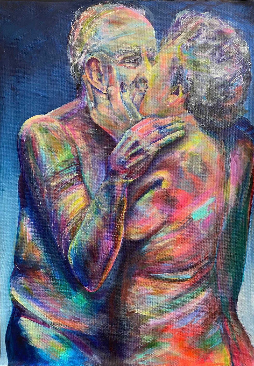 Original Body Beautiful Artwork of two figures embracing.