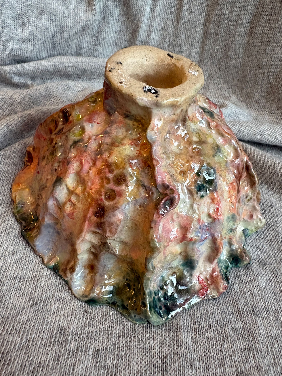 Thumbnail: Handcrafted porcelain wave bowl with organic textured glaze