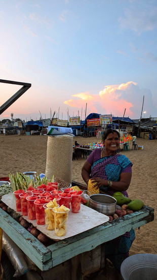 Evening fruit stalls on the beach