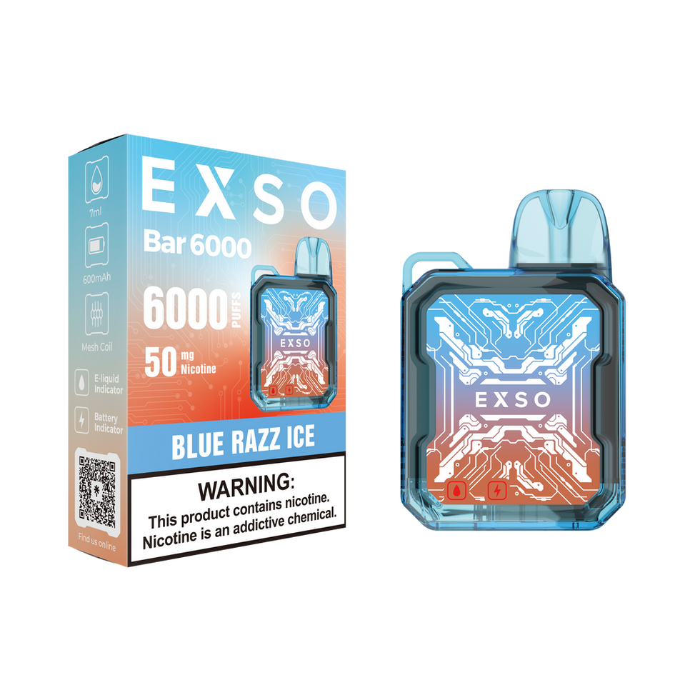 EXSO BAR 6000 BLUE RAZZ ICE