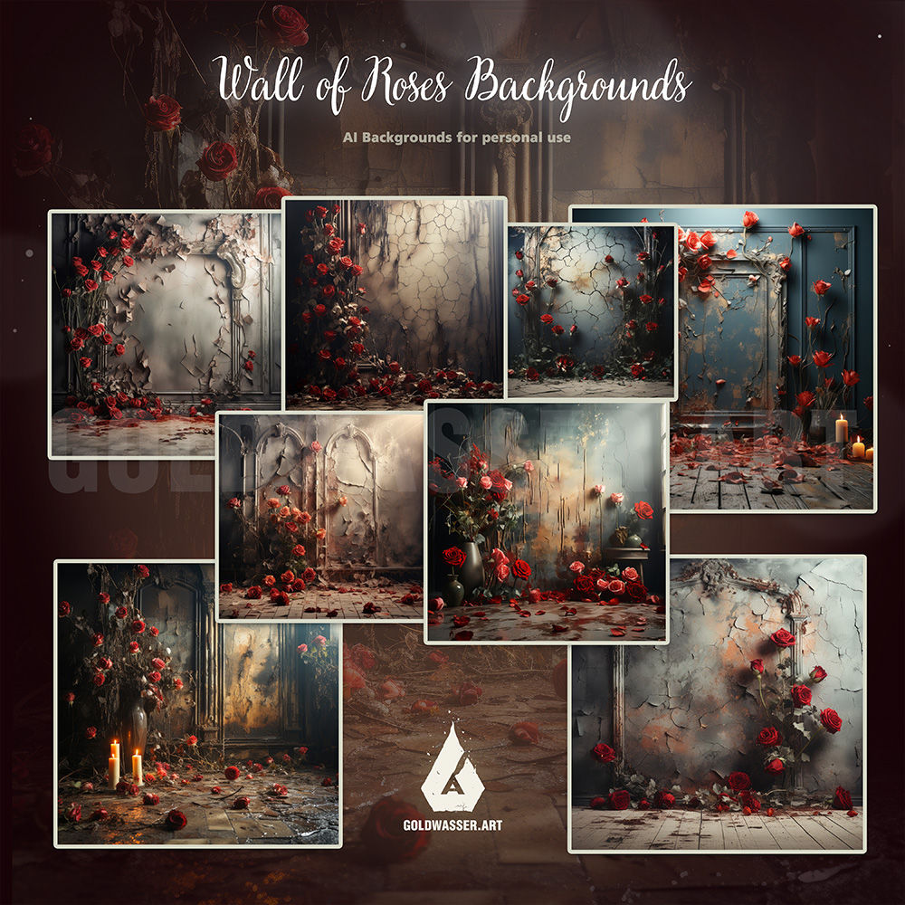 AI Wall of Roses backgrounds