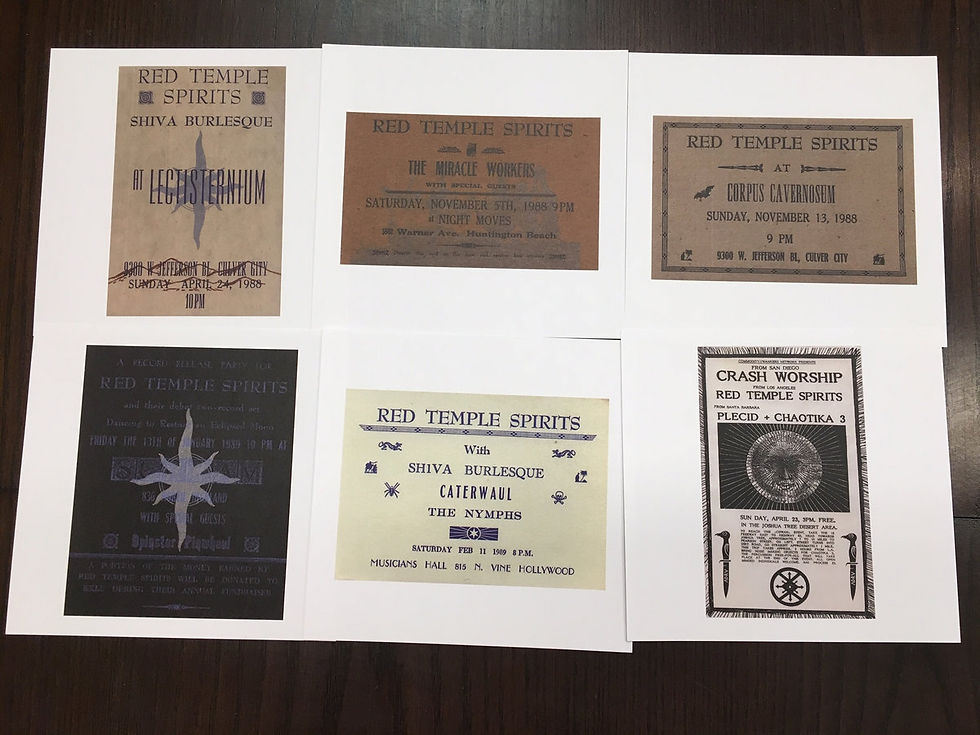 Thumbnail: RED TEMPLE SPIRITS - Packet of Gig Flyer Reproductions