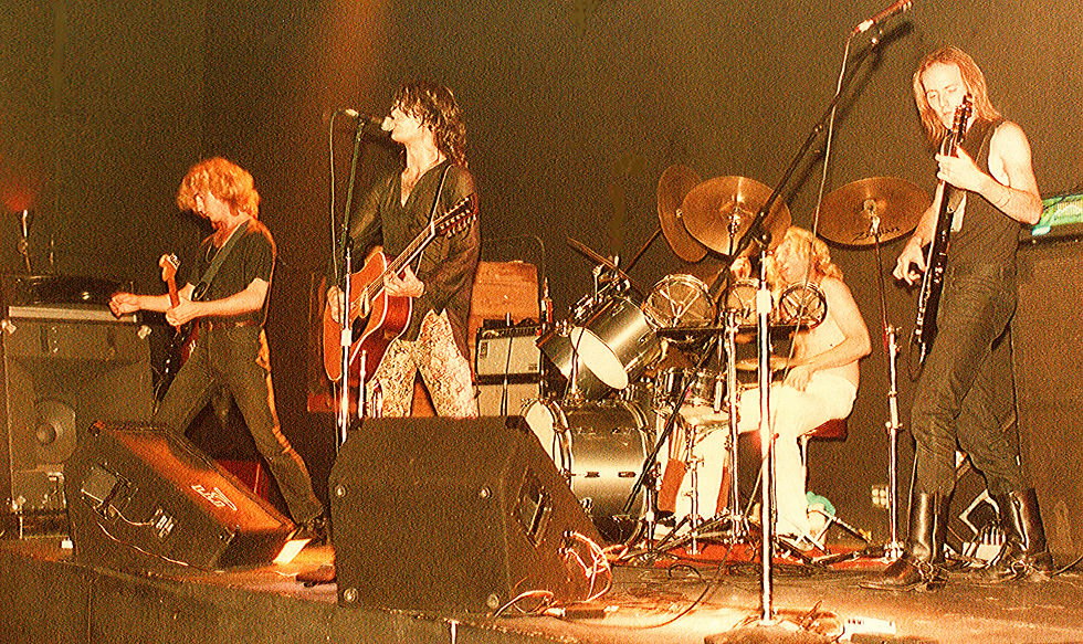 The Ophelias line-up: Leslie Medford leading the band on guitar and vocals