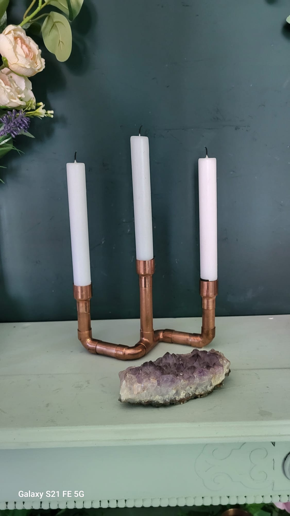 Three Standing Copper Candle Holder