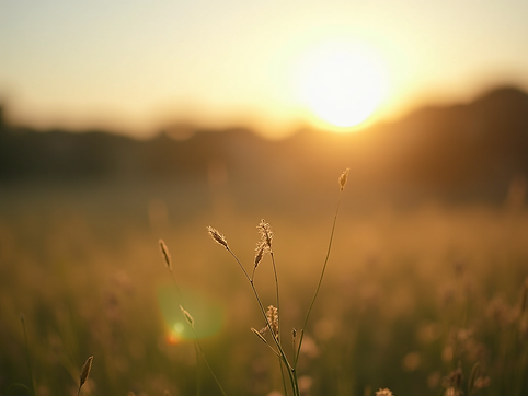 A serene natural landscape with soft, warm lighting, evoking peace and gentle contemplatio