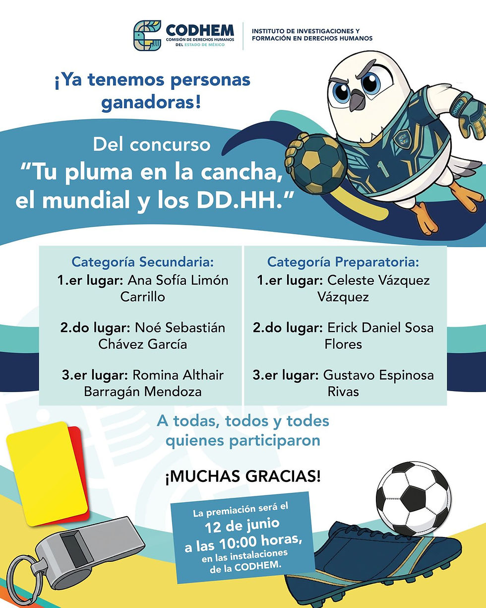 CODHEM ANUNCIA GANADORES DE “TU PLUMA EN LA CANCHA”
