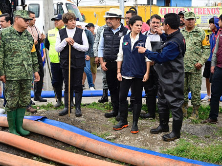 Mantiene Gobernadora Delfina Gómez Álvarez presencia permanente en Chalco; supervisa Gobernación y Protección Civil avances de la obra en el colector secundario