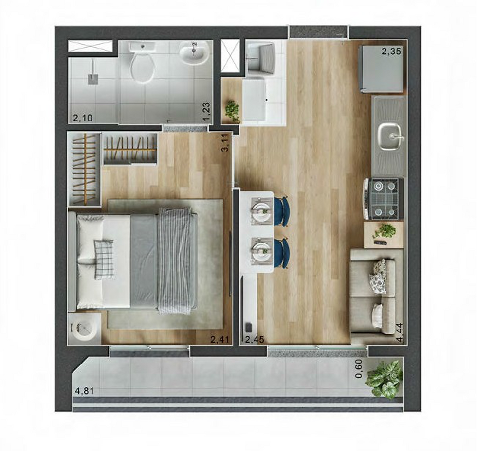 Planta 28/29m²