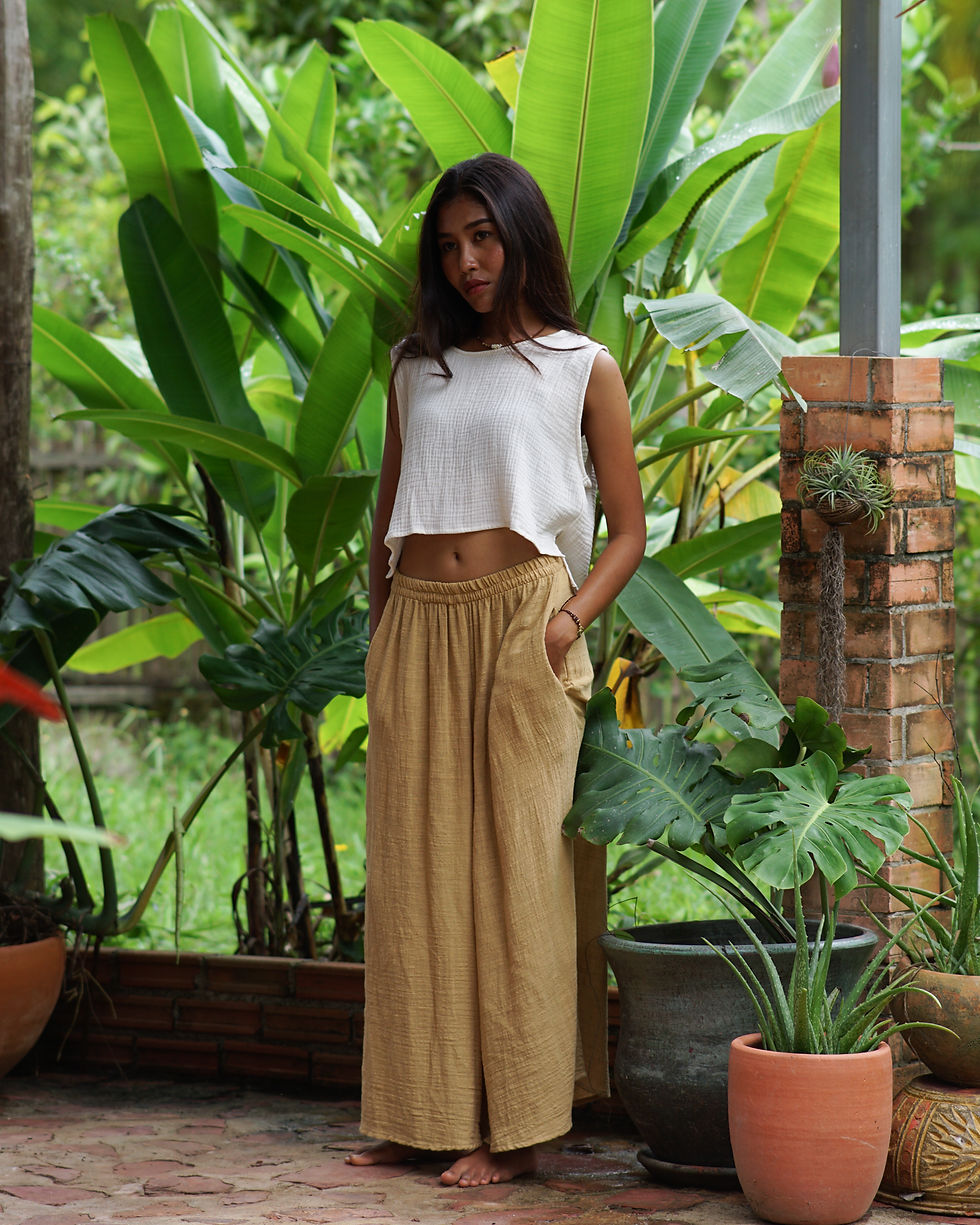 Boho style cotton tank in white