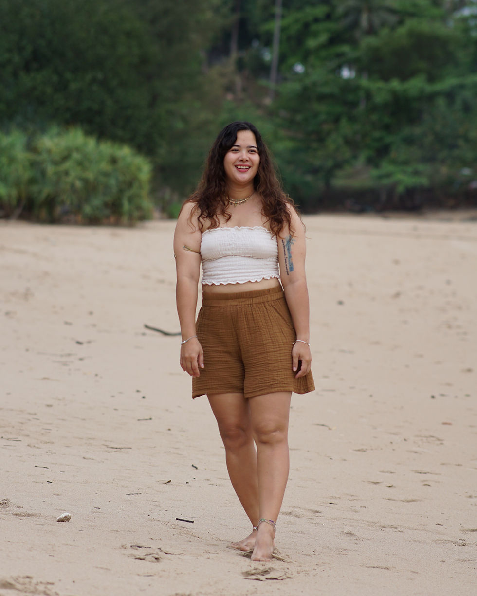 Thumbnail: White cotton tube top styled with beach outfit