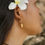 Thumbnail: Tropical Leaf 18k Gold Plated Hoop Earrings