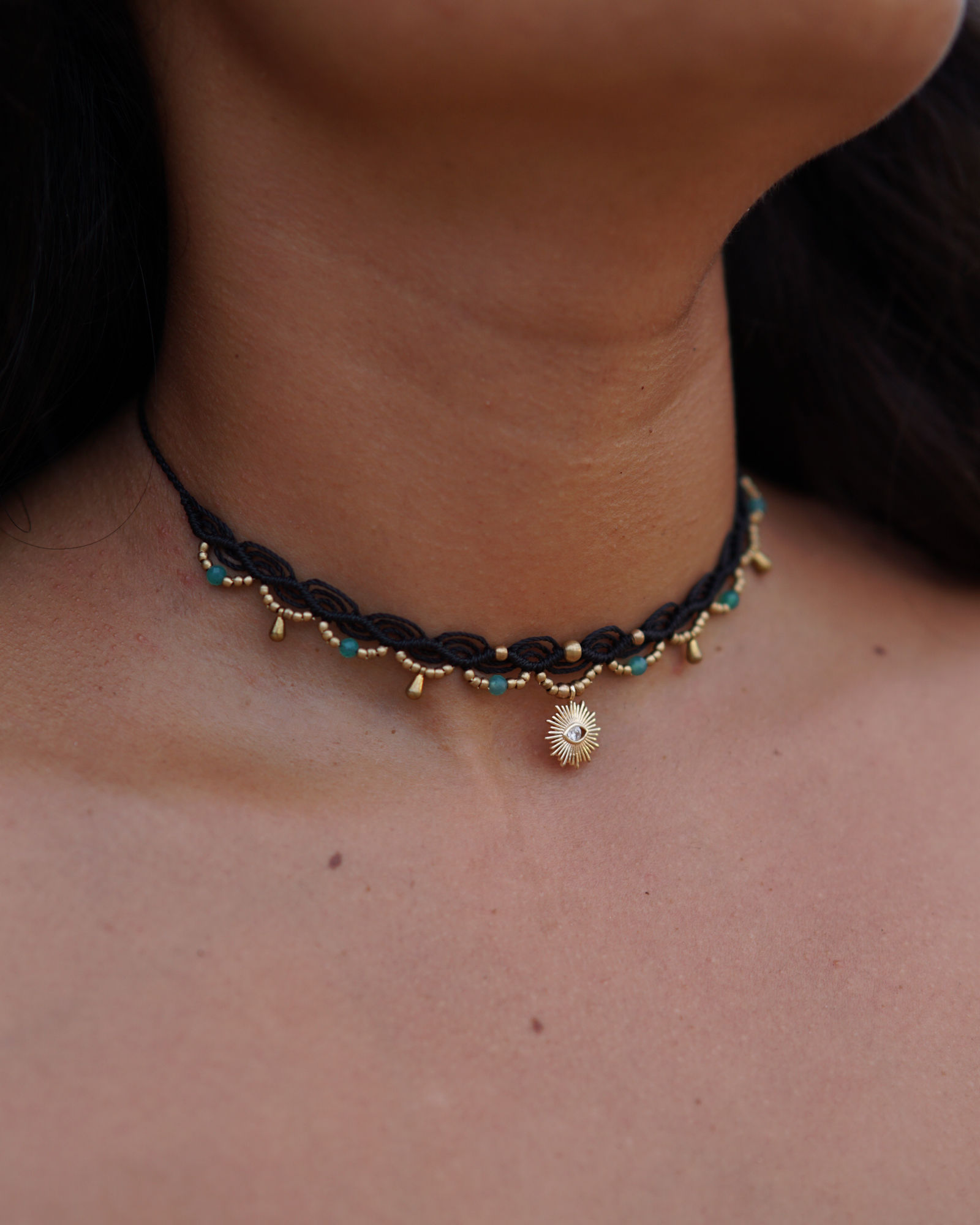 ORACLE Green Onyx Necklace with eye charm