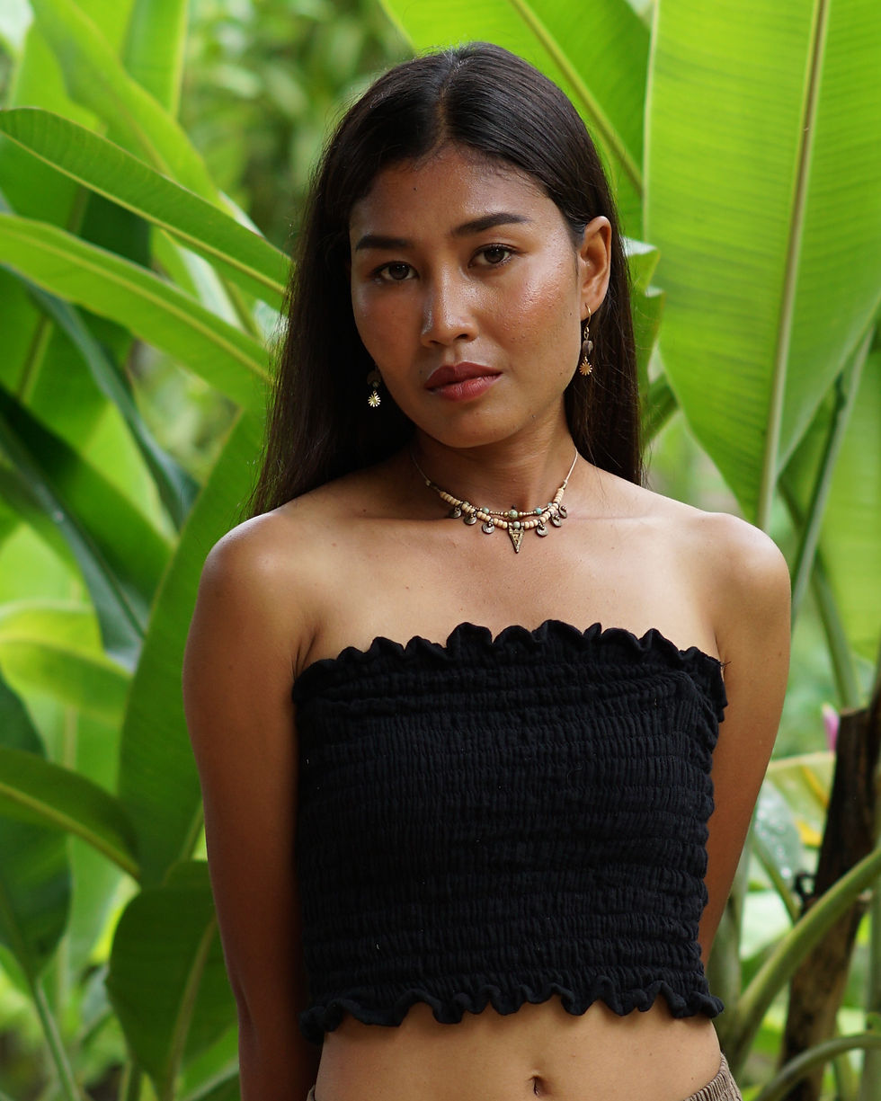 Thumbnail: Echo necklace with natural stone and brass