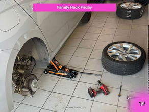 Wagenheber und Reifen