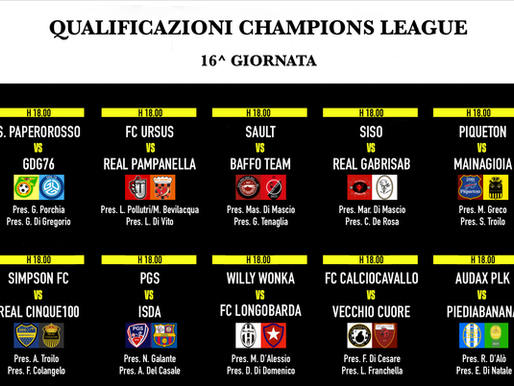 Qualificazione Champions League - Storico dei confronti delle partite della sedicesima giornata | I pronostici di Friendsault