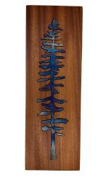 Thumbnail: Steel heat coloured tree mounted in real wood sapele