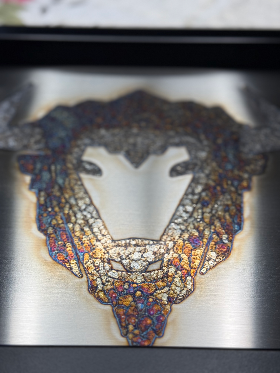 Thumbnail: Syncrude fort mcmurray wood buffalo weld art in contrasting colours low bottom view