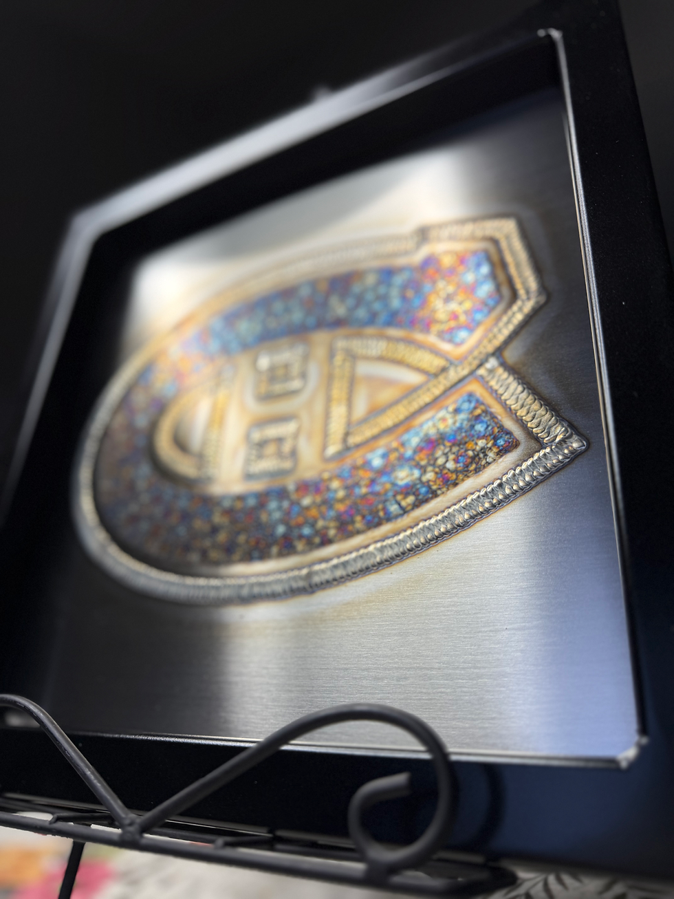 Thumbnail: Tig weld art of the Montreal Canadiens Canadians Habs NHL hockey team logo lower right side view