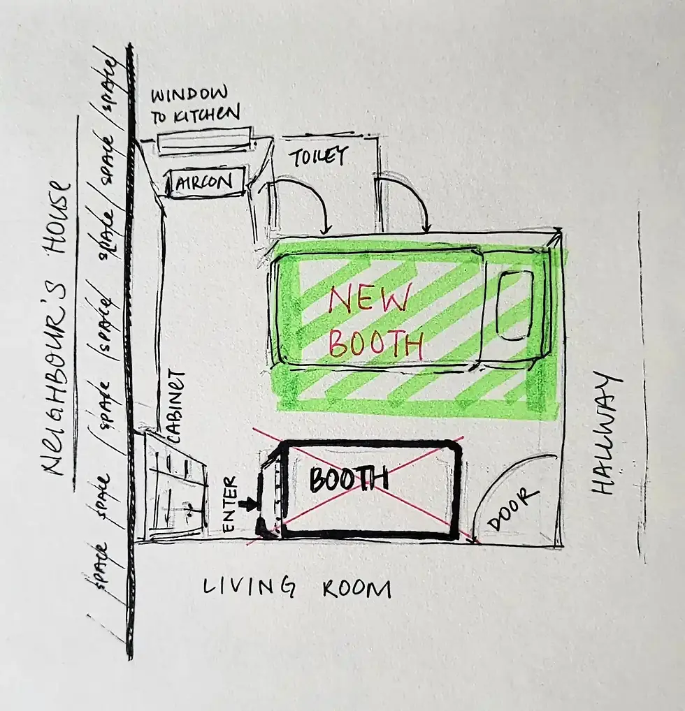 sketch showing new booth