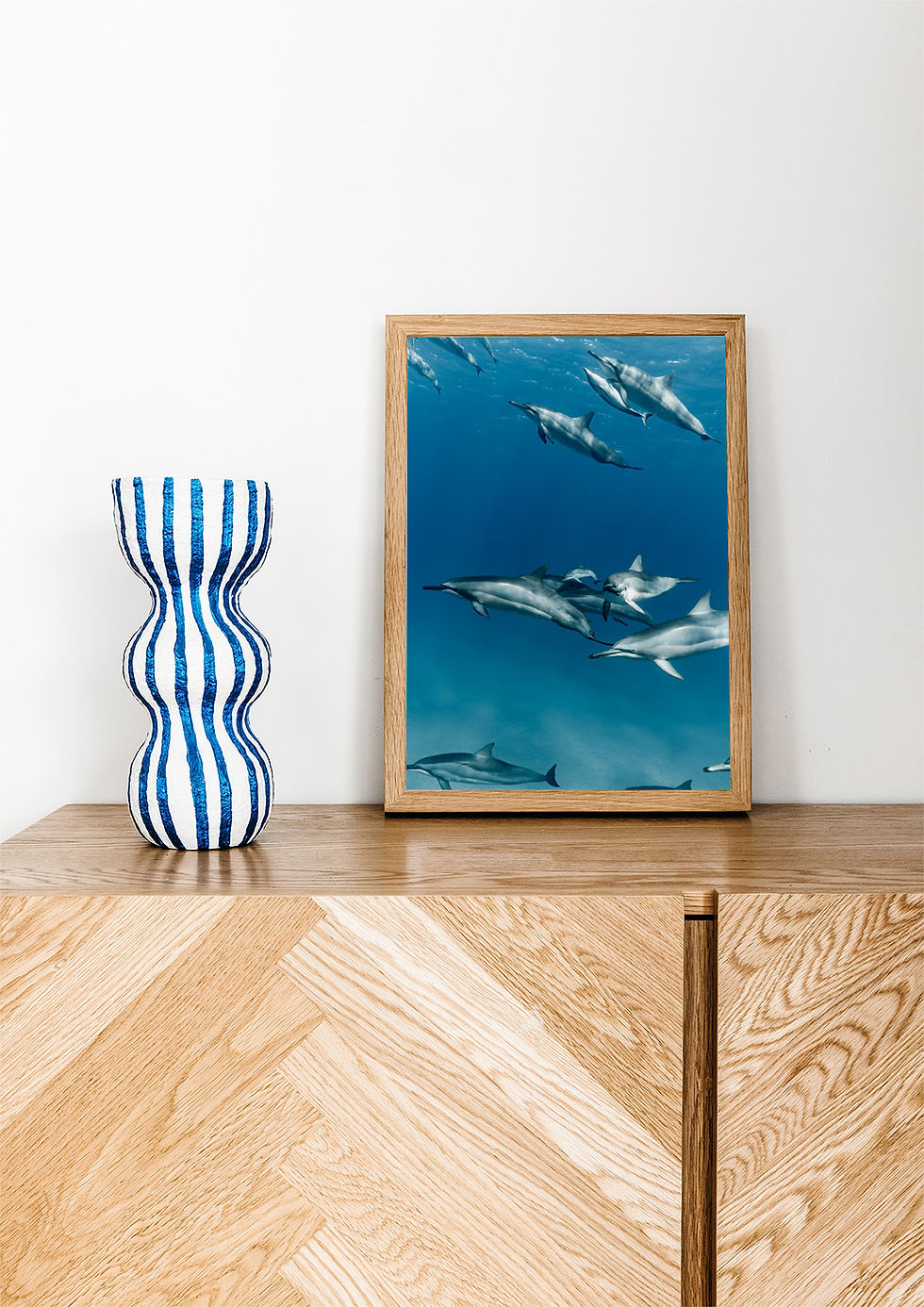 Thumbnail: Hawaii Spinner Dolphins & Baby Photography Wall Art Print by Eriocean