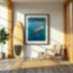 Fine art underwater photography print of a humpback calf swimming in Moorea, French Polynesia