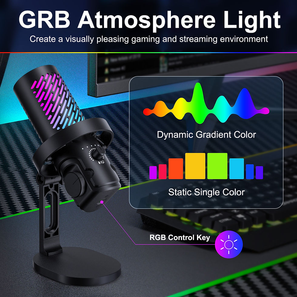 Miniatura: Tenlamp RGB USB Streaming Microphone ,Professionl Computer Condenser Mic For PC 