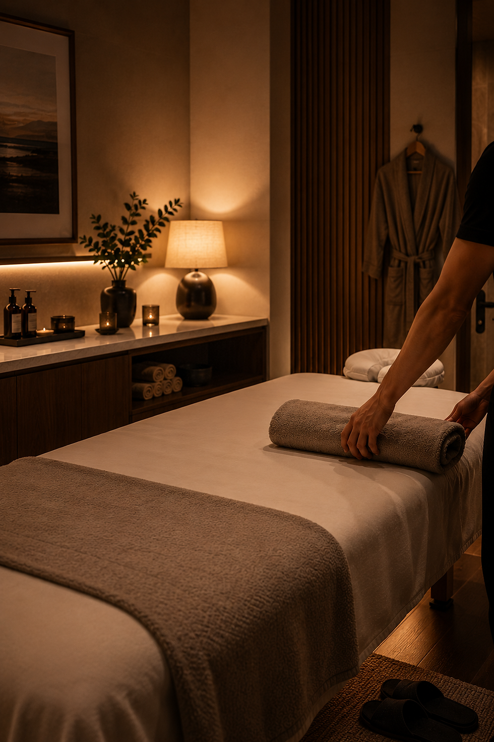 Massage treatment room ready for a Birmingham appointment