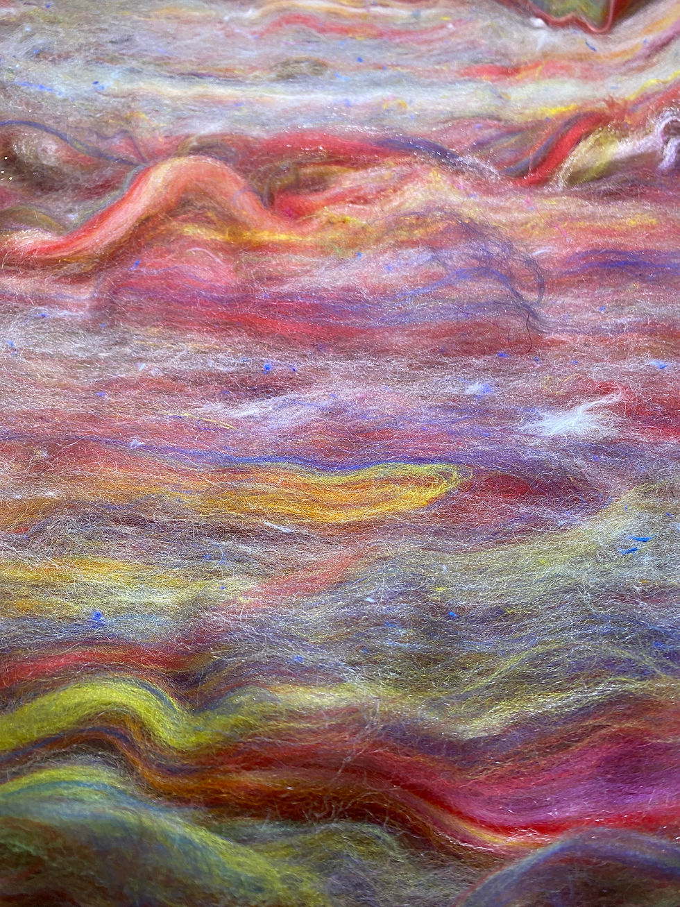 showing texture and colors of the Autumn Stripes art batt