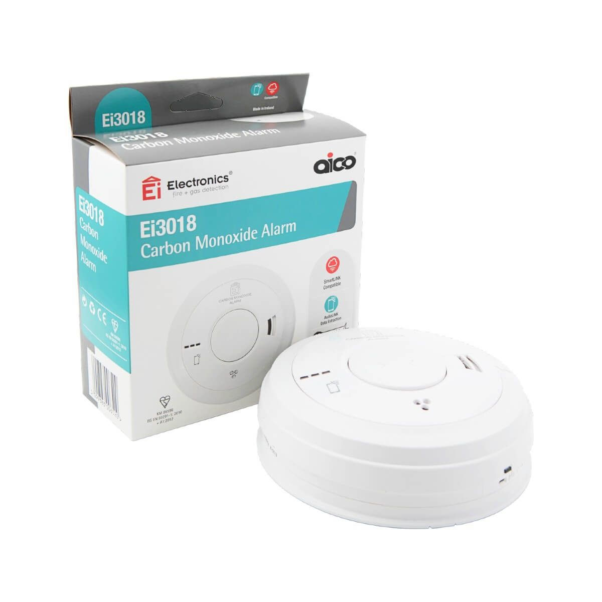 Aico Ei3018 Carbon Monoxide (CO) Alarm, Wired with 10-Year Battery Back-up