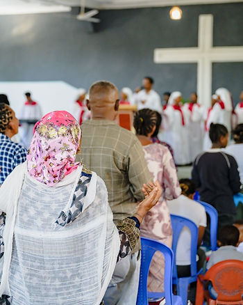 Believers at church in Ethiopia.