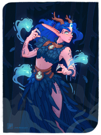 Night elf in feather armor. oc