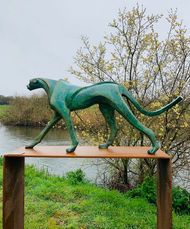 Large Walking Cheetah Bronze Sculpture by Marie Ackers