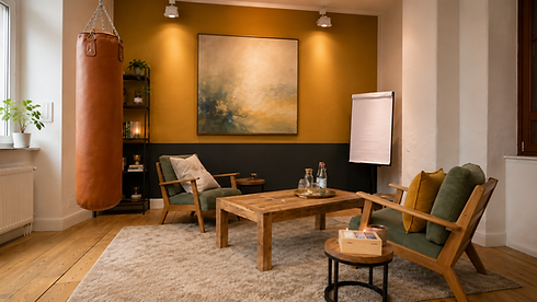 Foto von Praxisraum mit Boxsack zum therapeutischen Boxen und Boxtherapie in Köln