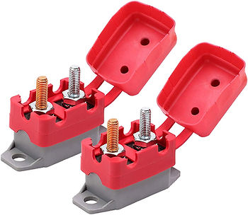 Ampper DC 12V - 24V Automatic Reset Circuit Breaker with Cover Stud Bolt (30A, 2Pcs)