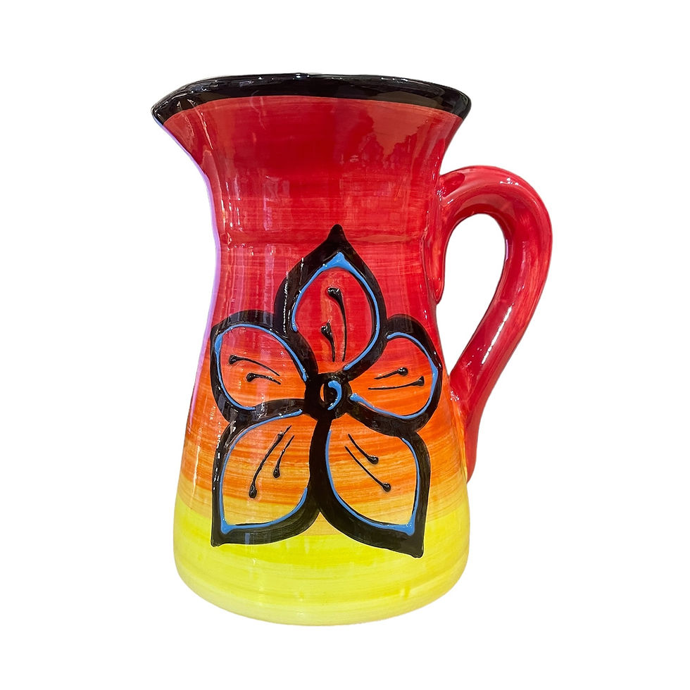 Miniature : pichet céramique artisanal 2L rouge fleur