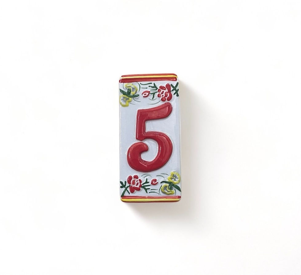 Miniature : numéro maison rouge chiffre 5 plaque extérieure céramique
