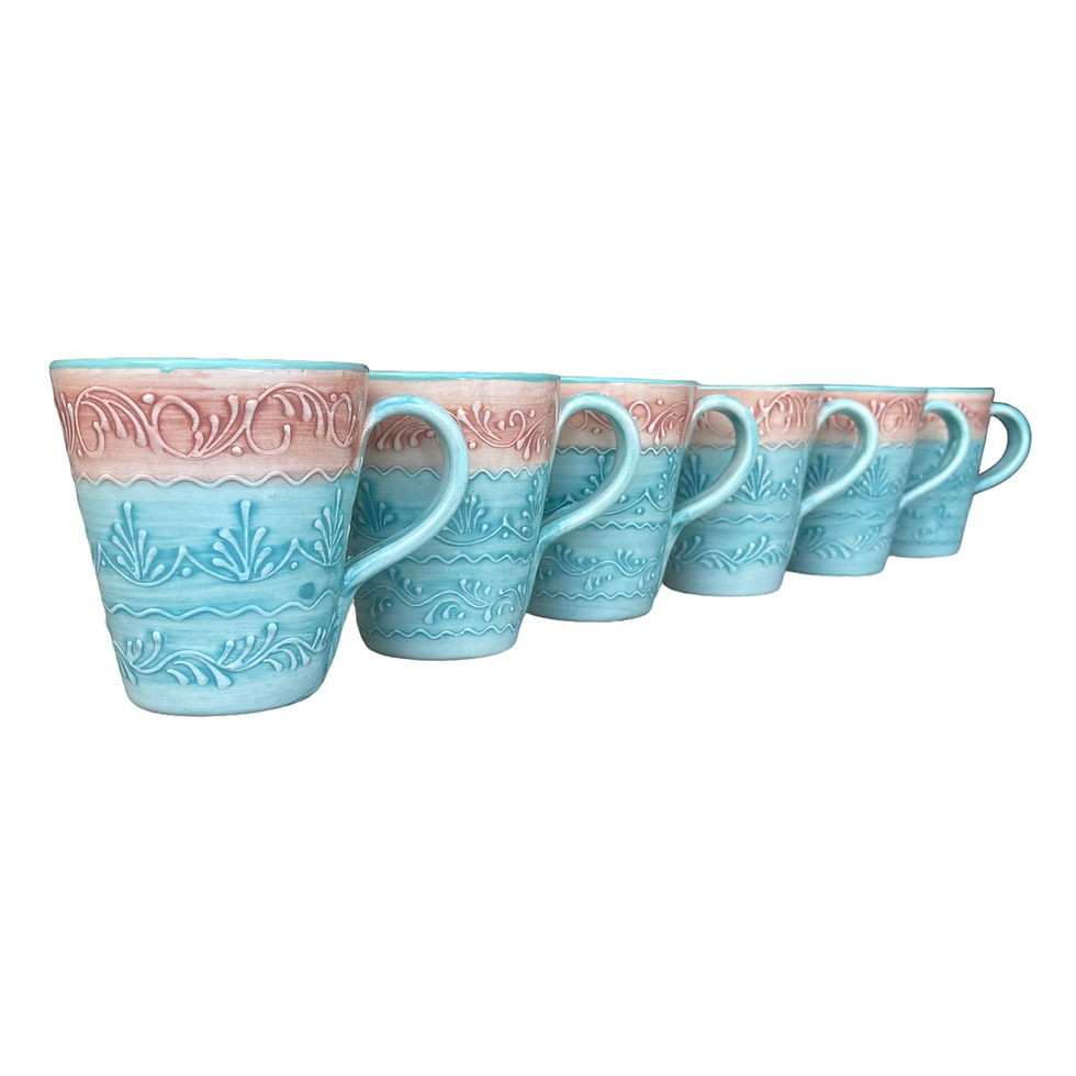 Miniature : tasse artisanale motif relief style méditerranéen